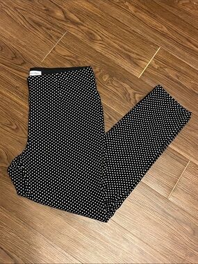 Calvin Klein Black Skinny Pants with White Polka Dots